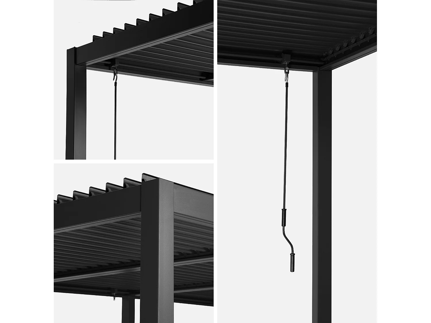 Pergola bioclimatica 3x6m in alluminio e acciaio, lamelle orientabili,