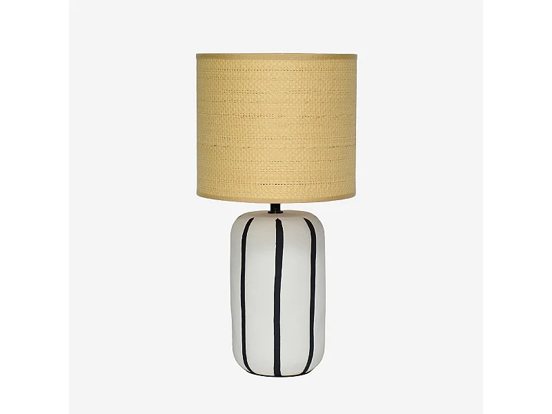 Lampada da tavolo in ceramica per interni con effetto rattan, 41cm,