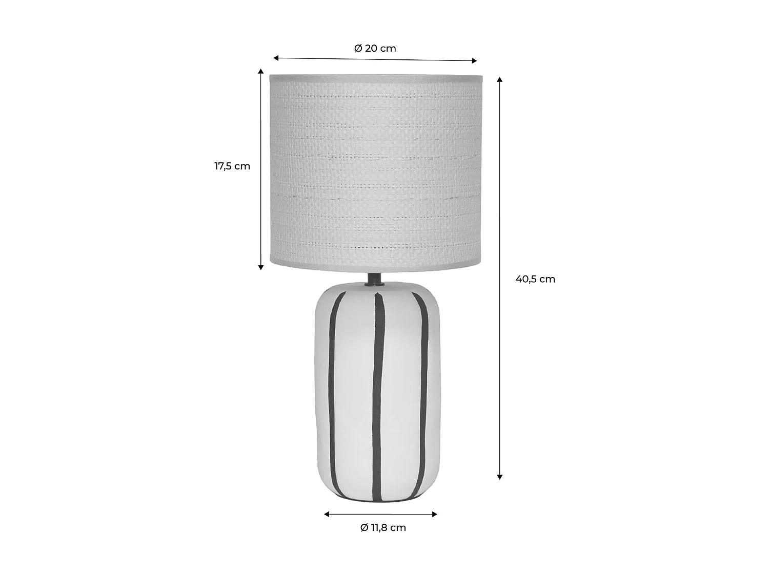 Lampada da tavolo in ceramica per interni con effetto rattan, 41cm,