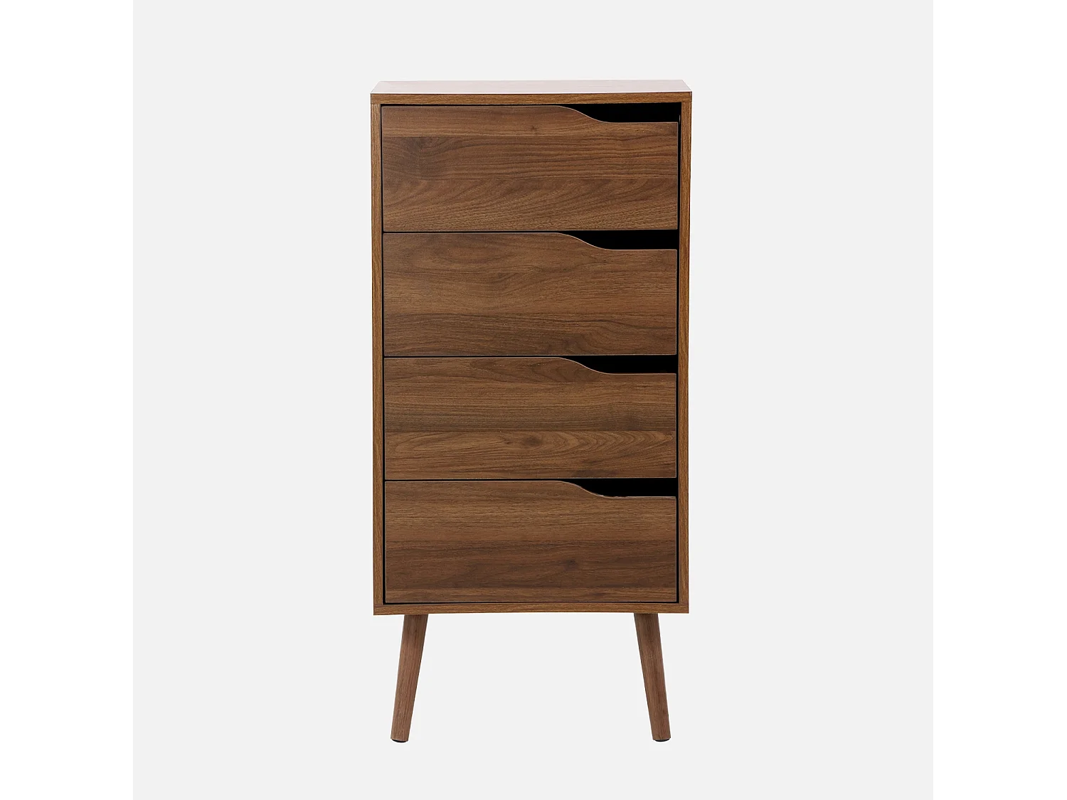 Cómoda con efecto madera, 4 cajones nogal