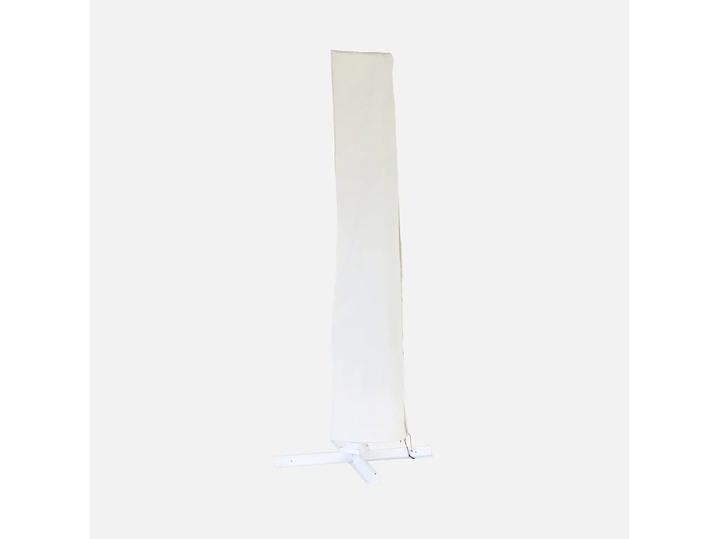 Ombrellone decentrato quadrato 3x3m, palo effetto legno + piastrelle