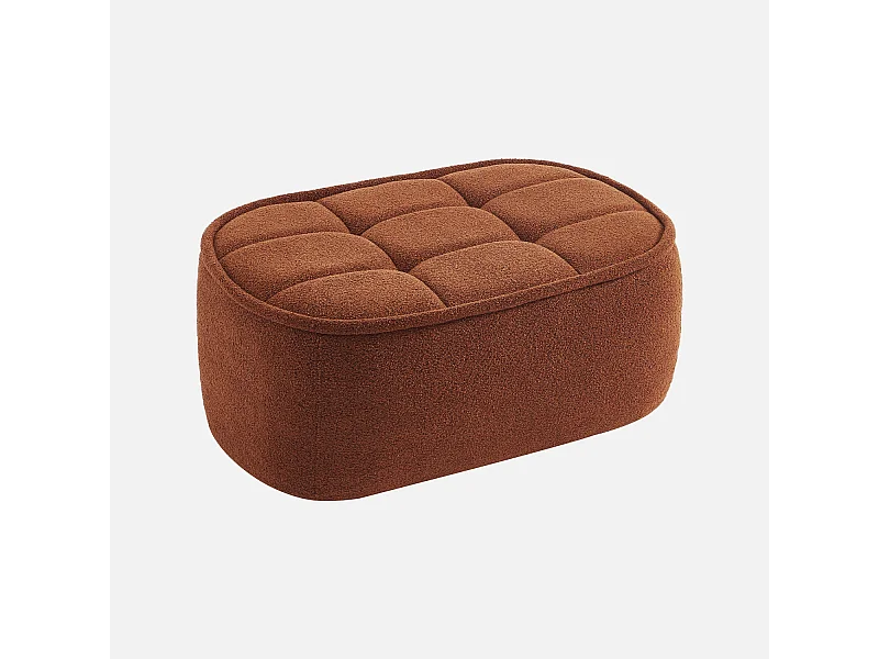 Pouf, poggiapiedi per poltrona boni bouclé texturizzata, terracotta