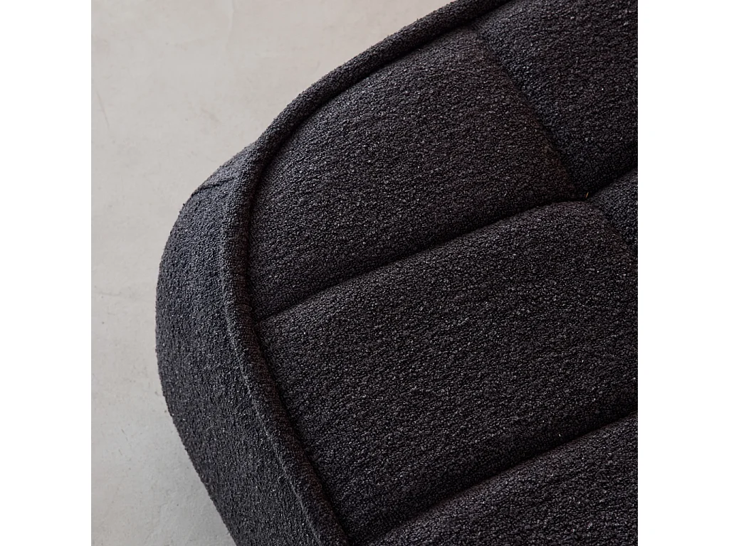 Pouf, poggiapiedi per poltrona boni bouclé texturizzata, nero