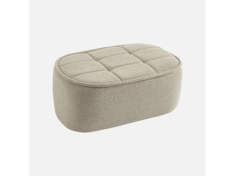Pouf, poggiapiedi per poltrona boni bouclé texturizzata, beige