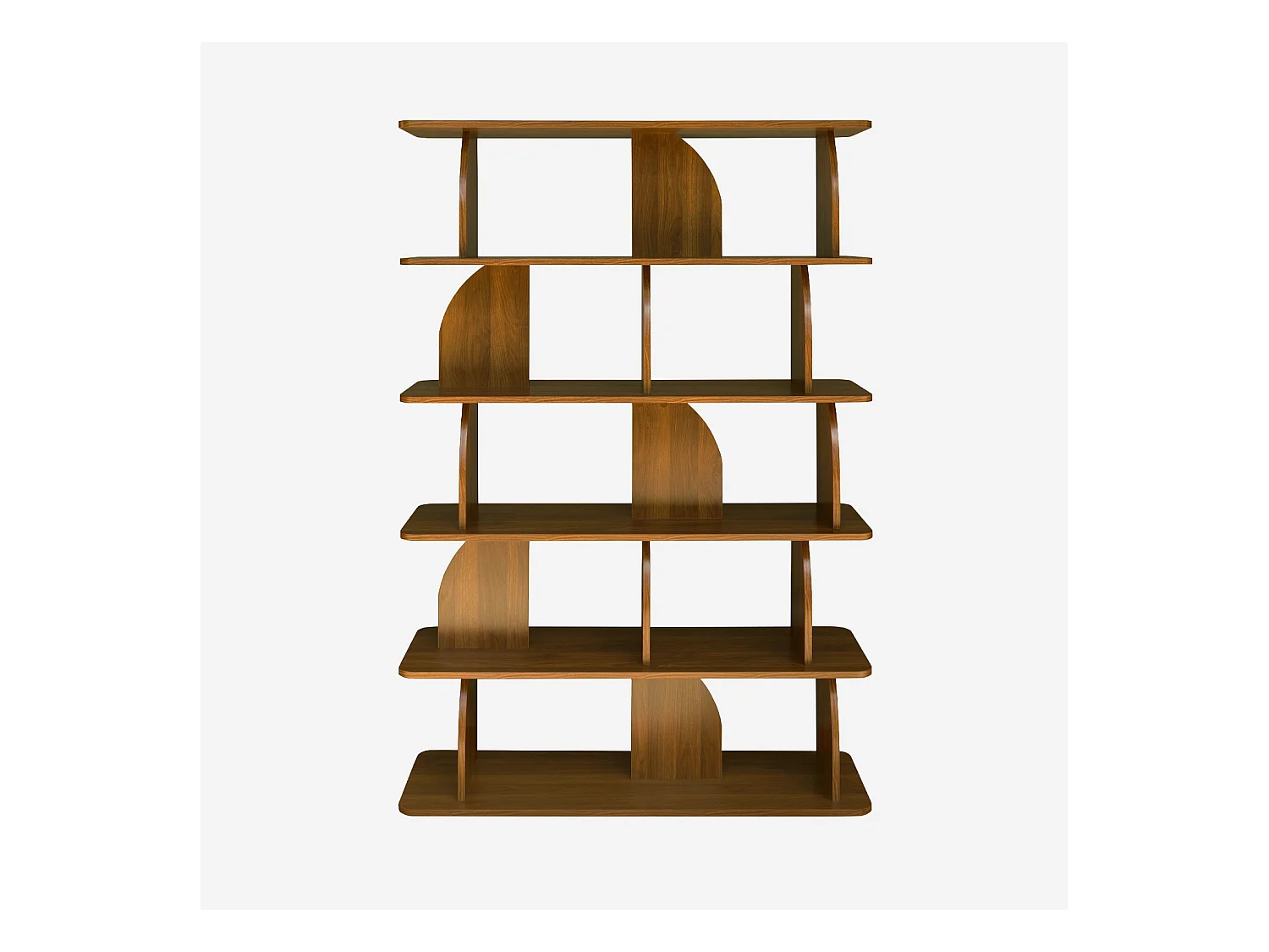 Scaffale libreria esotica decorazione legno 5 livelli, noce