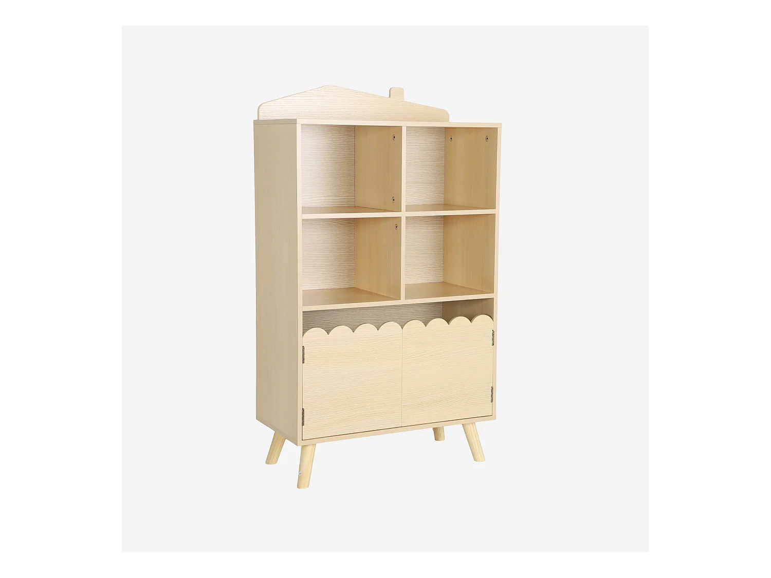 Bibliothèque enfant naturelle 2 portes et 4 étagères