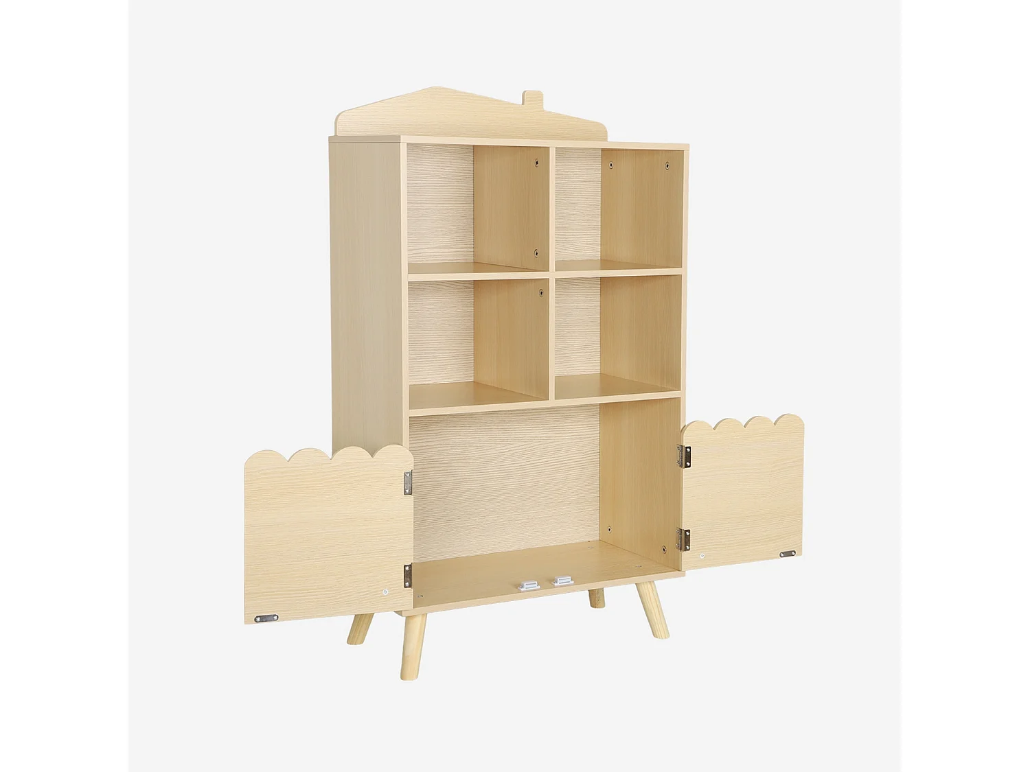 Bibliothèque enfant naturelle 2 portes et 4 étagères