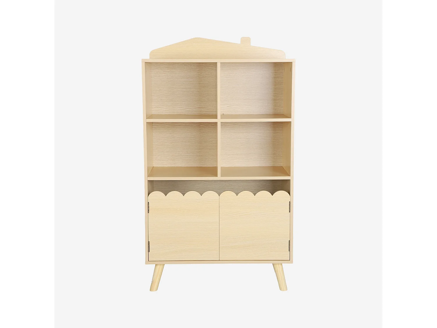 Bibliothèque enfant naturelle 2 portes et 4 étagères