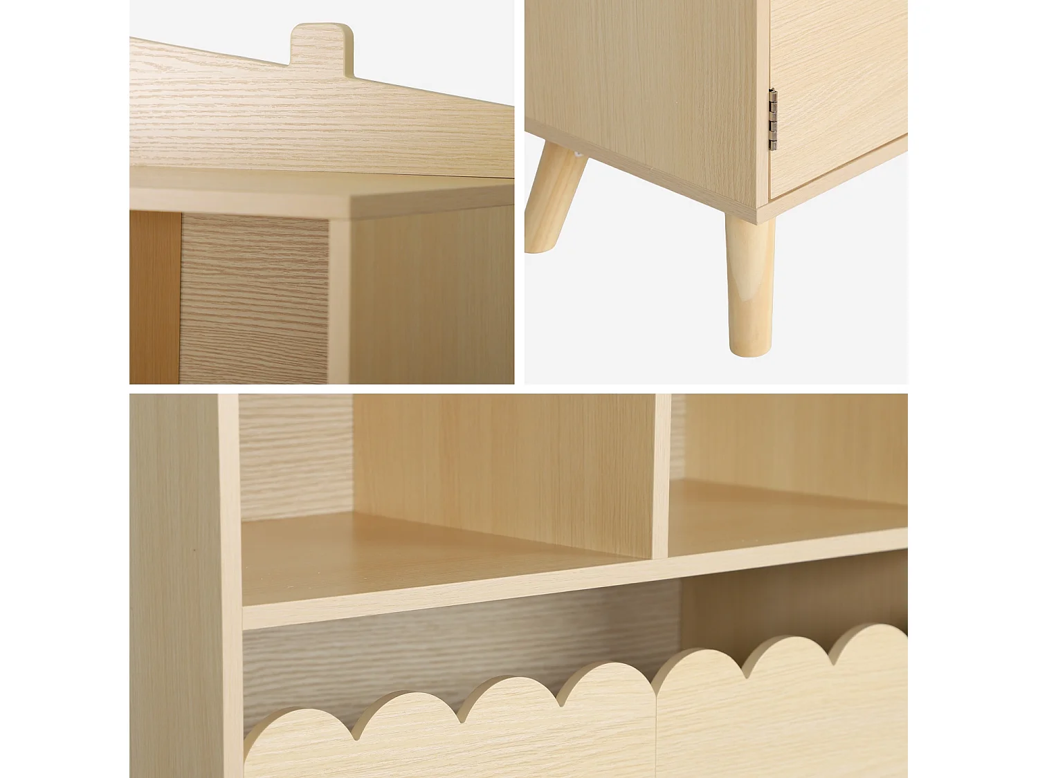 Bibliothèque enfant naturelle 2 portes et 4 étagères