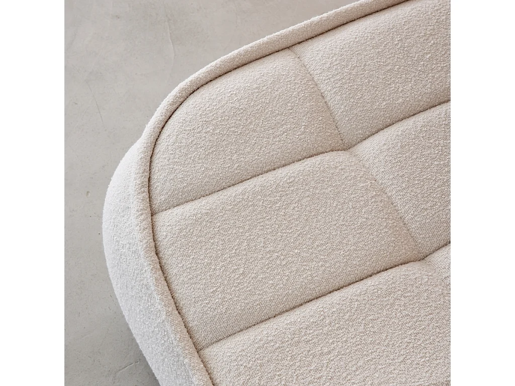 Pouf, poggiapiedi per poltrona boni bouclé texturizzata, bianco sporco