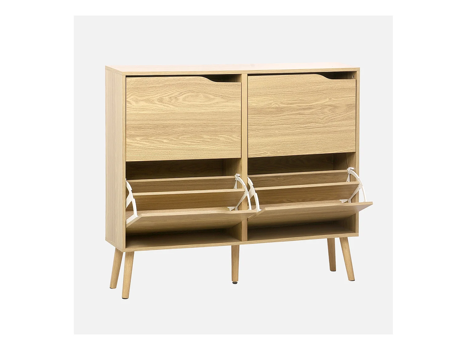 Zapatero efecto madera estilo vintage, 4 cajones natural