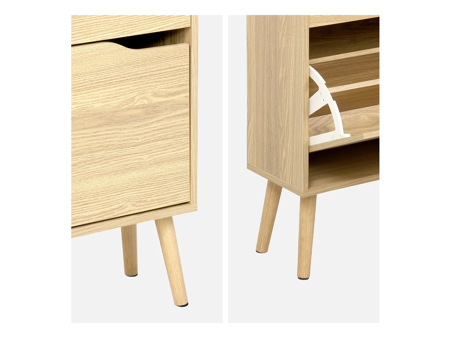 Zapatero efecto madera estilo vintage, 4 cajones natural