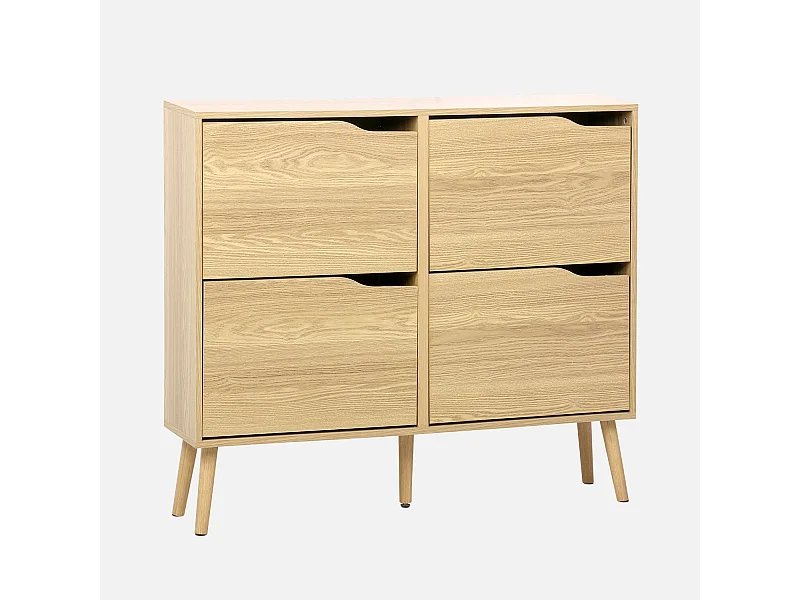 Scarpiera effetto legno 4 cassetti, marrone naturale