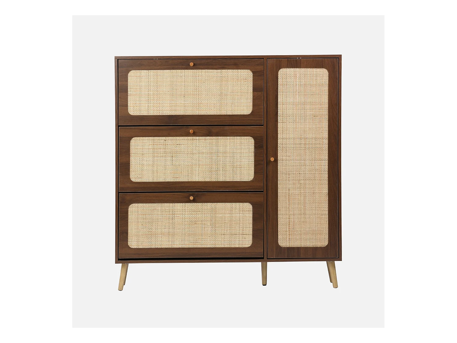 Scarpiera con intreccio 3 cassetti, marrone