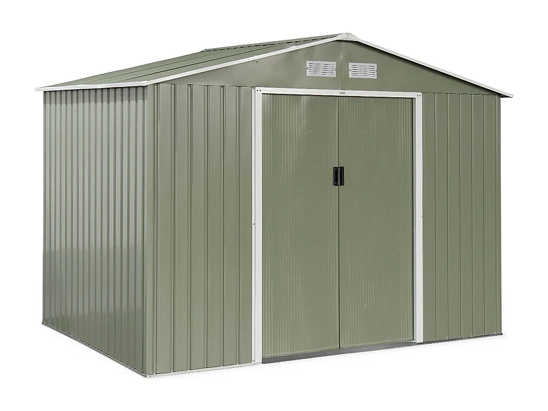 Casetta da giardino in metallo con kit di ancoraggio, 5.9m², verde e