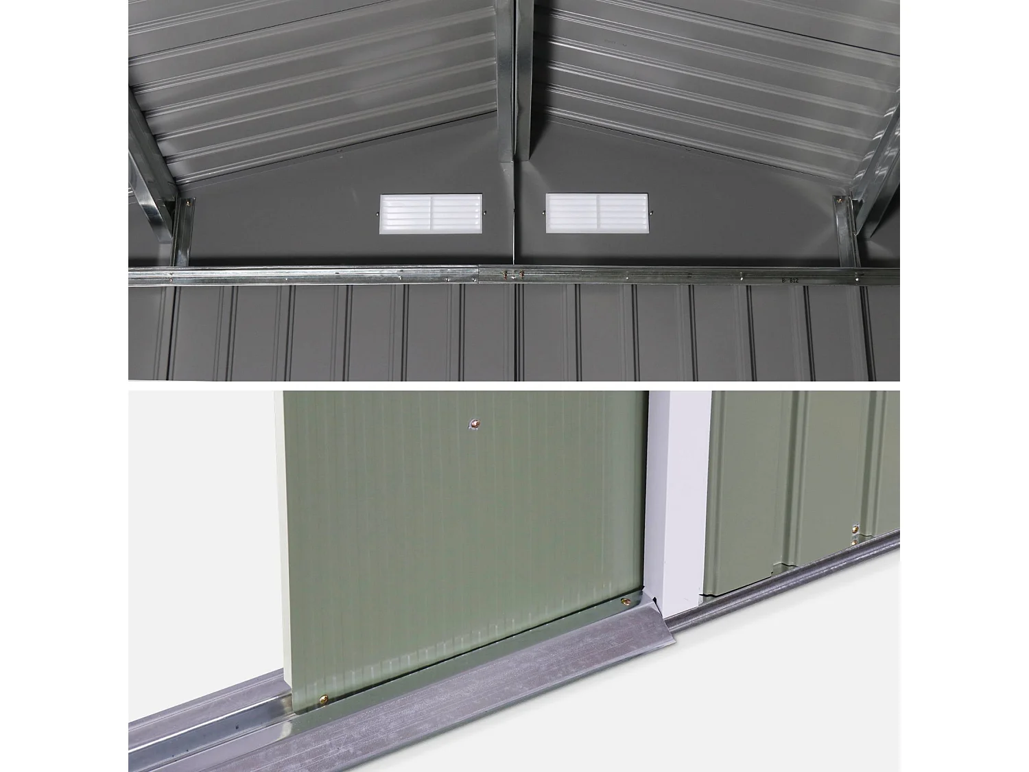 Casetta da giardino in metallo con kit di ancoraggio, 5.9m², verde e