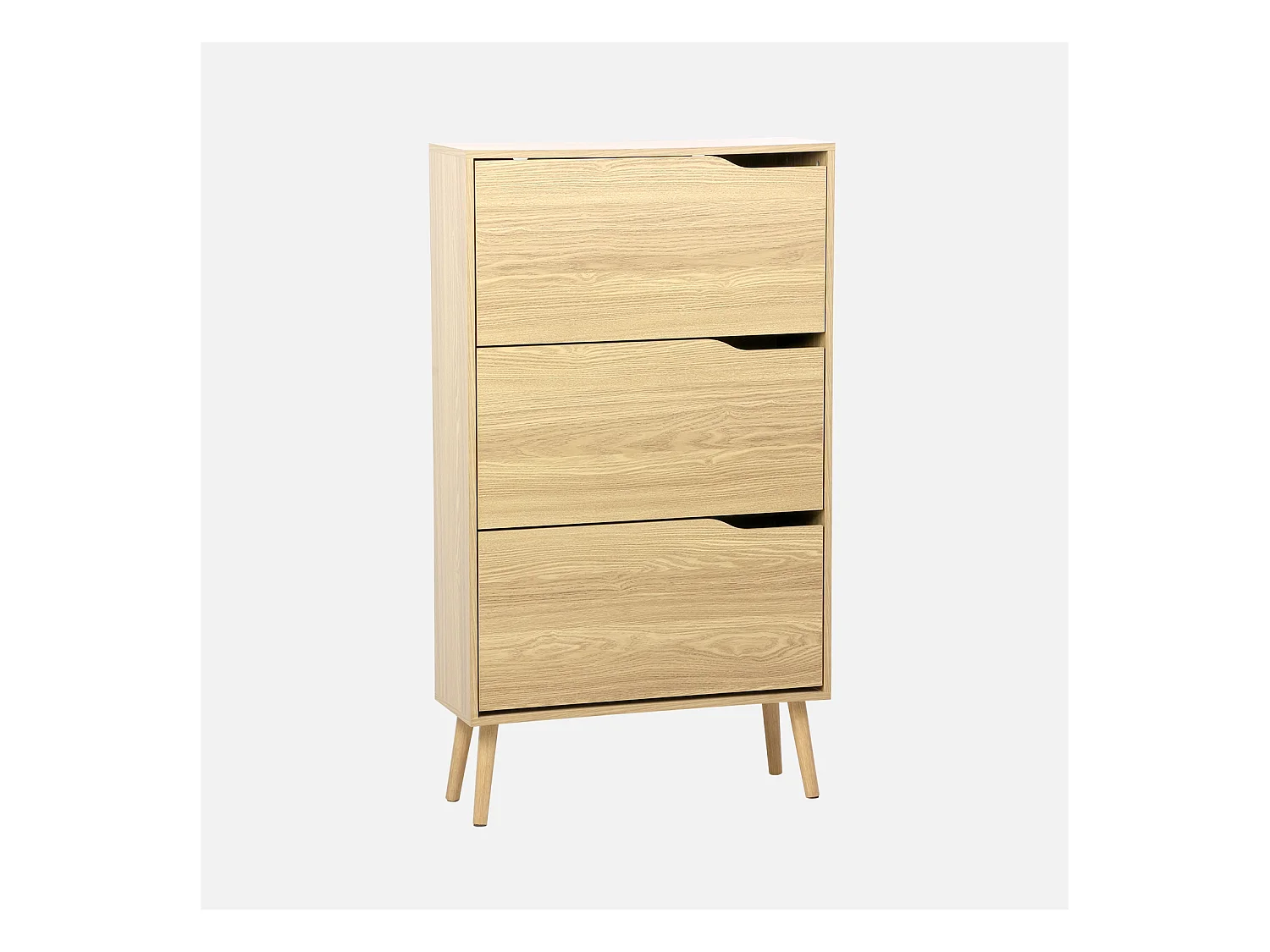 Mueble zapatero de madera de nogal con 3 puertas natural