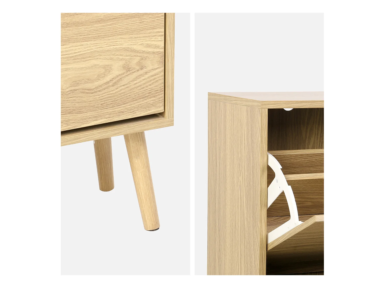 Mueble zapatero de madera de nogal con 3 puertas natural