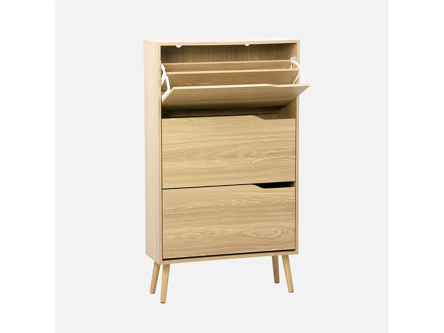 Mueble zapatero de madera de nogal con 3 puertas natural