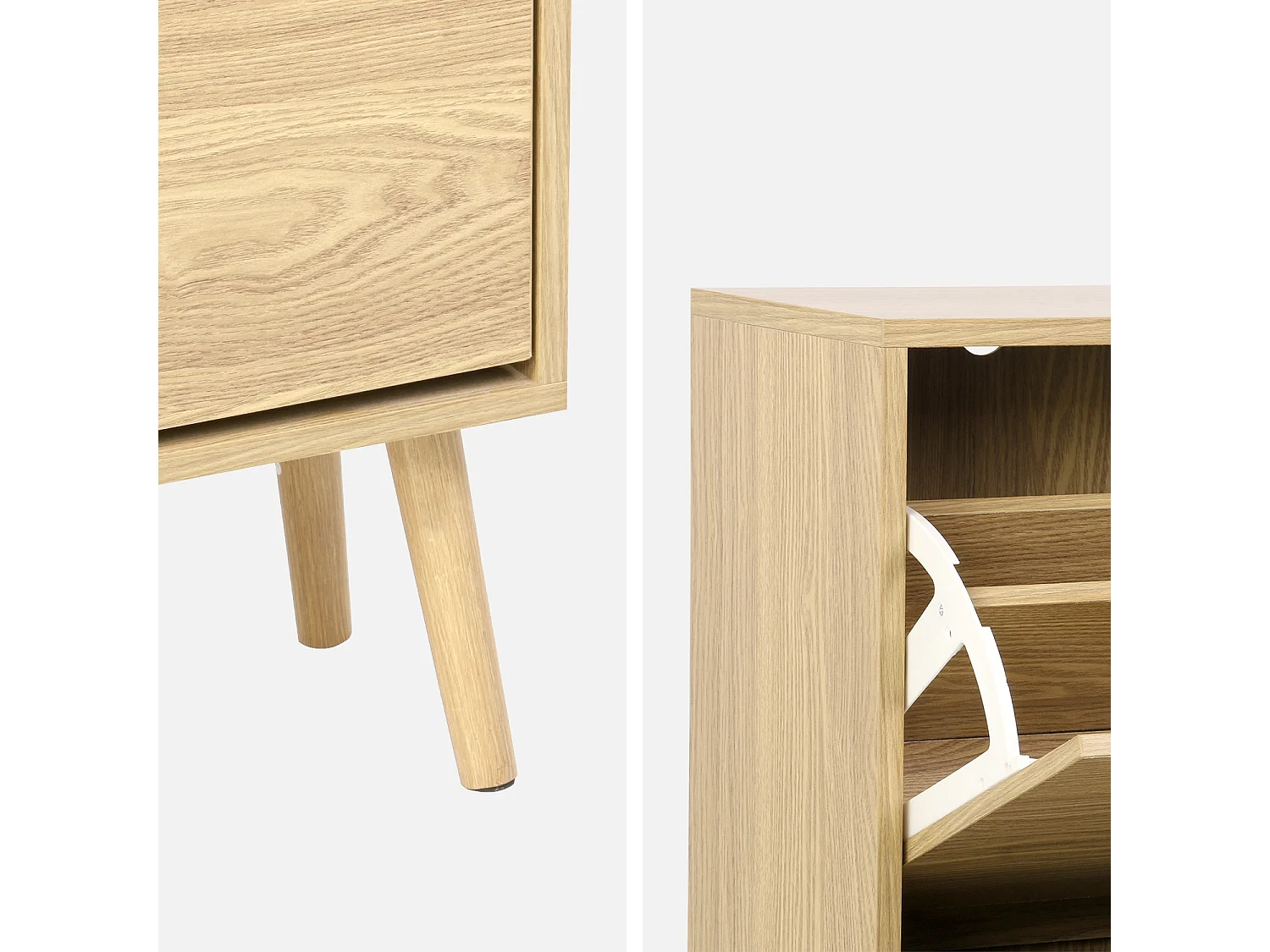 Mueble zapatero de madera de nogal con 3 puertas natural