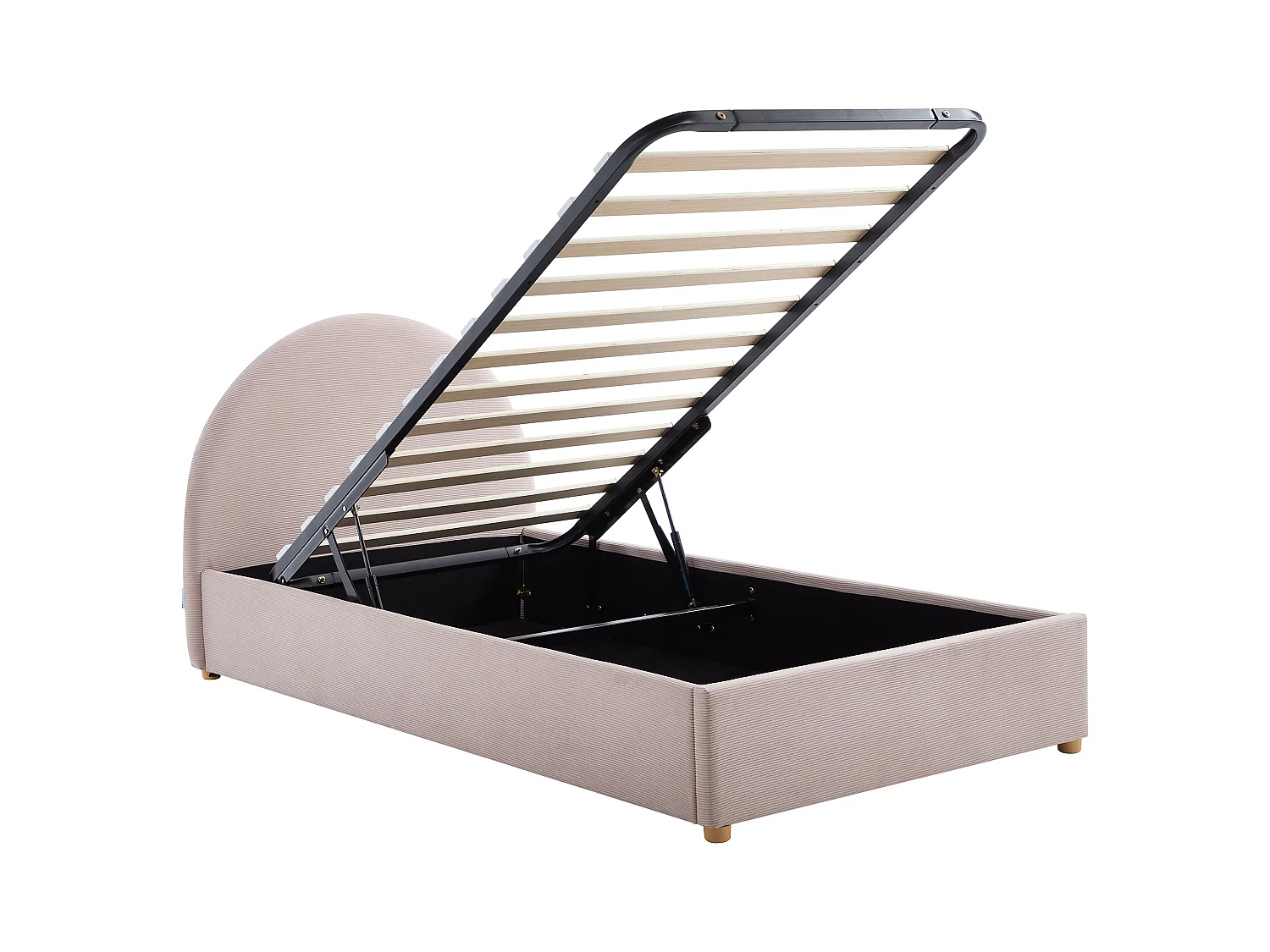 Sängram med förvaring 90 x 190 cm - Manchester velour - Rosa + Madrass - LIRIMO