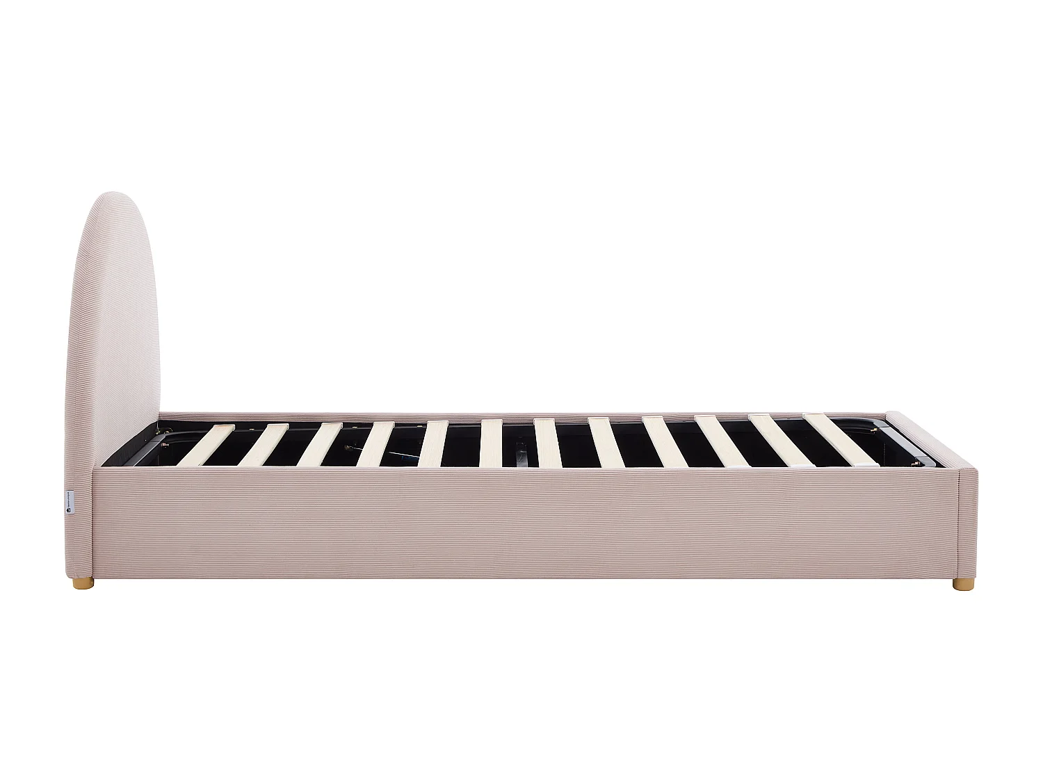 Lit coffre 90 x 190 cm - Velours côtelé - Rose + Matelas - LIRIMO