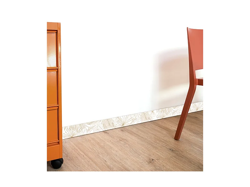 Plinthes PVC adhésives décoratives pour sol - Lot de 25 - 200x8 cm (50m) motif floral marron