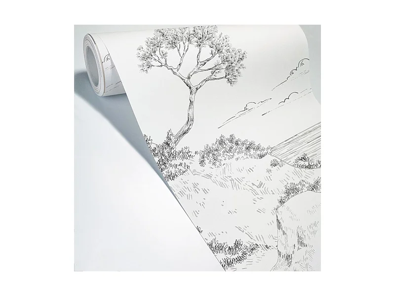 Papier peint panoramique - Calanques - Blanc - intissé : 150g/m² - 7 lés : 336x270cm