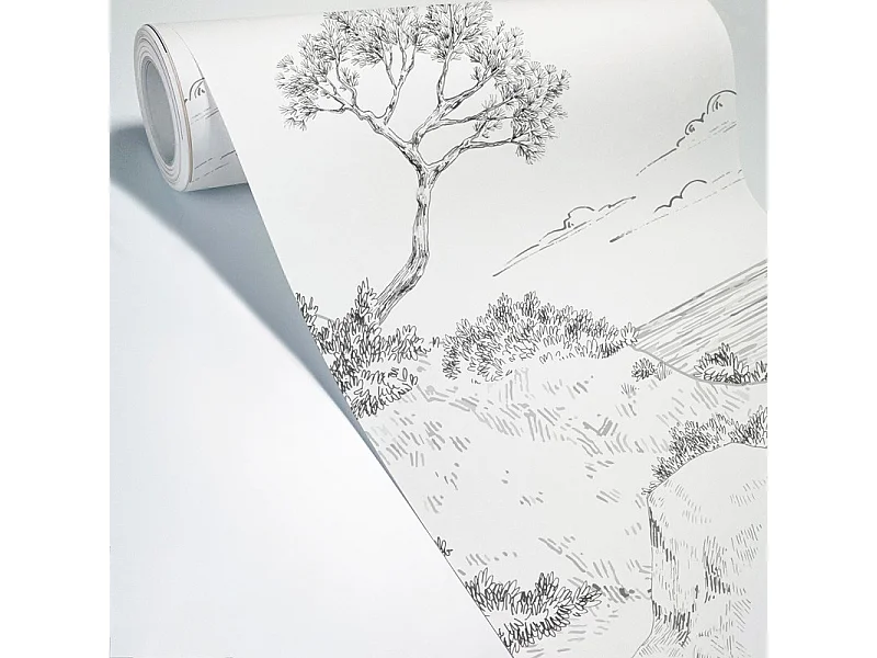 Papier peint panoramique - Calanques - Blanc - intissé : 150g/m² - 7 lés : 336x270cm