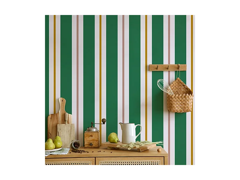 Papier peint raccordable - Aveiro - Vert - intissé : 150g/m² - 4 lés : 192x270cm