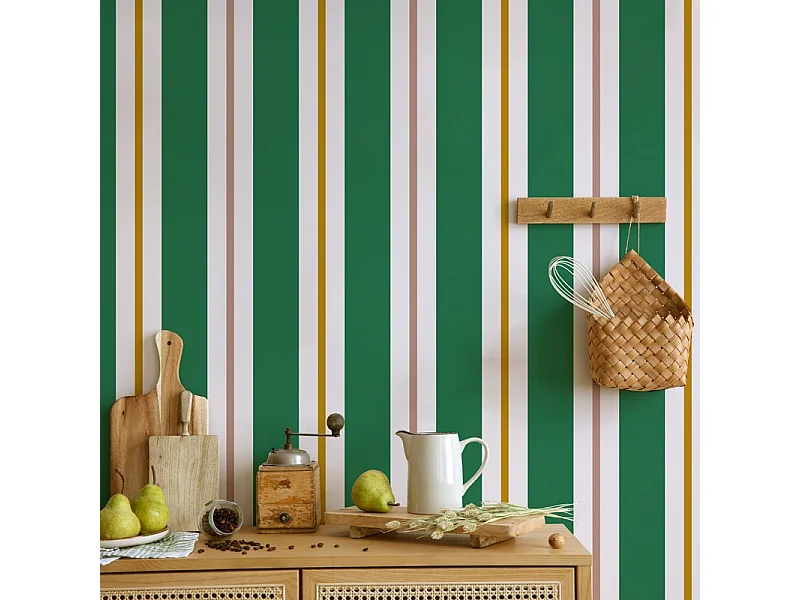 Papier peint raccordable - Aveiro - Vert - intissé : 150g/m² - 4 lés : 192x270cm