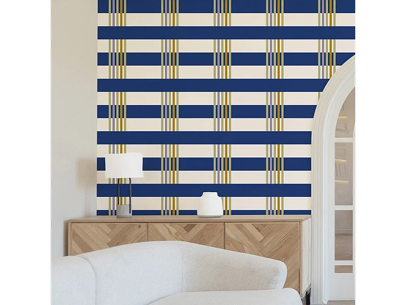 Papier peint raccordable - Positano - Bleu - intissé : 150g/m² - 4 lés : 192x270cm