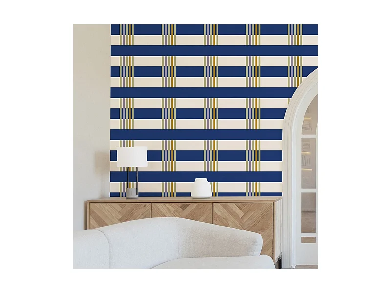 Papier peint raccordable - Positano - Bleu - intissé : 150g/m² - 4 lés : 192x270cm