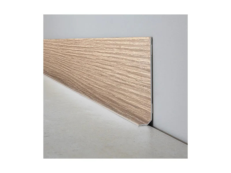 Plinthes PVC adhésives décoratives pour sol - Lot de 10 - 100x8 cm (10m) Beige - Effet Bois Chêne Brut