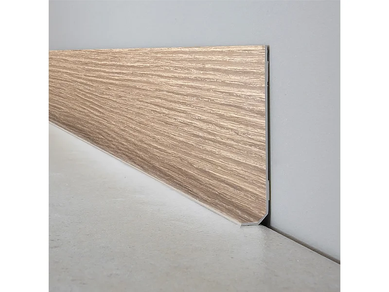 Plinthes PVC adhésives décoratives pour sol - Lot de 10 - 100x8 cm (10m) Beige - Effet Bois Chêne Brut