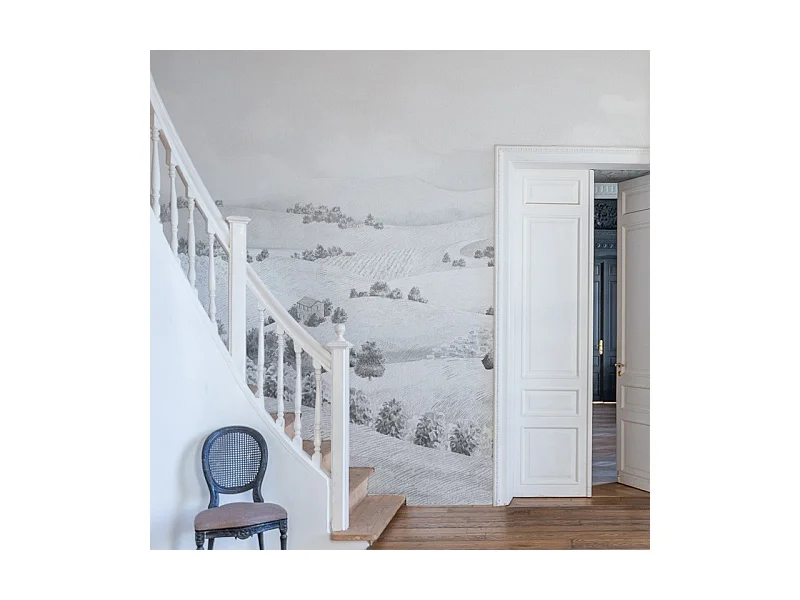 Papier peint panoramique - Campagne - Noir - intissé : 150g/m² - 7 lés : 336x270cm