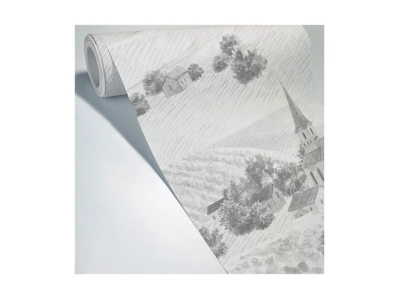 Papier peint panoramique - Campagne - Noir - intissé : 150g/m² - 7 lés : 336x270cm