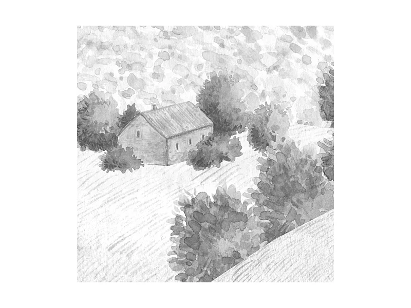 Papier peint panoramique - Campagne - Noir - intissé : 150g/m² - 7 lés : 336x270cm