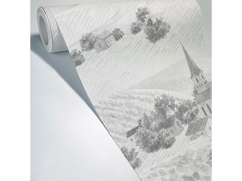 Papier peint panoramique - Campagne - Noir - intissé : 150g/m² - 7 lés : 336x270cm