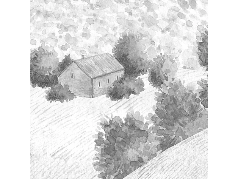 Papier peint panoramique - Campagne - Noir - intissé : 150g/m² - 7 lés : 336x270cm