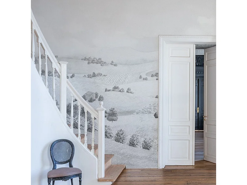 Papier peint panoramique - Campagne - Noir - intissé : 150g/m² - 7 lés : 336x270cm