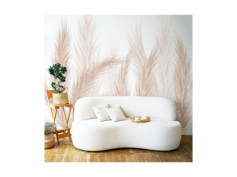 Papier peint panoramique - Pampa - Marron - intissé : 150g/m² - 5 lés : 240x270cm