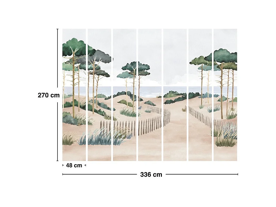 Papier peint panoramique - Les Landes - Multicolore - intissé : 150g/m² - 7 lés : 336x270cm