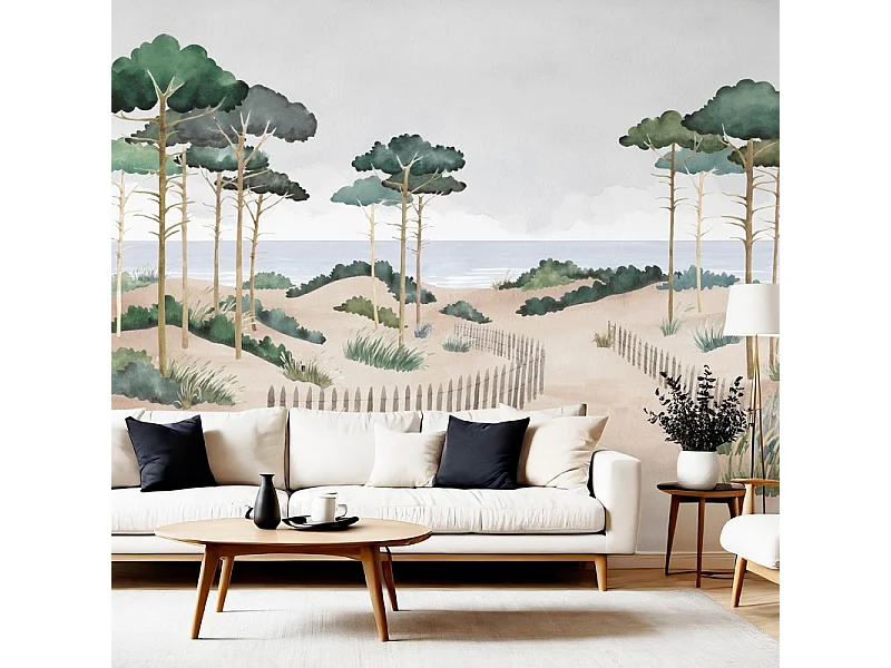 Papier peint panoramique - Les Landes - Multicolore - intissé : 150g/m² - 7 lés : 336x270cm