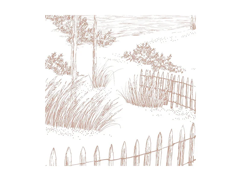 Papier peint panoramique - Les Landes - Rouge - intissé : 150g/m² - 7 lés : 336x270cm