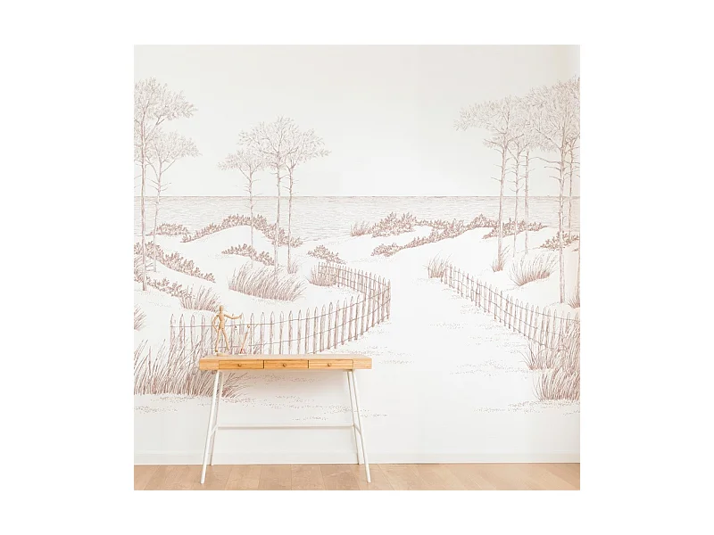 Papier peint panoramique - Les Landes - Rouge - intissé : 150g/m² - 7 lés : 336x270cm