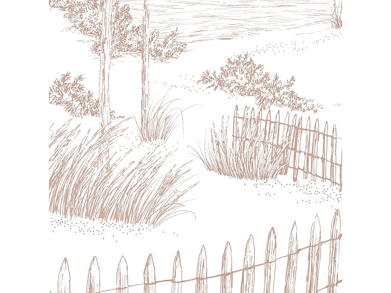 Papier peint panoramique - Les Landes - Rouge - intissé : 150g/m² - 7 lés : 336x270cm