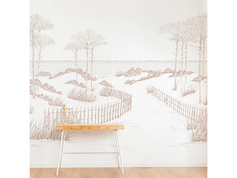 Papier peint panoramique - Les Landes - Rouge - intissé : 150g/m² - 7 lés : 336x270cm