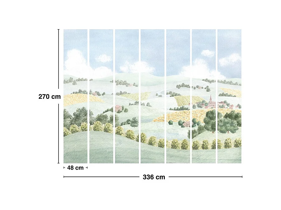 Papier peint panoramique - Campagne - Multicolore - intissé : 150g/m² - 7 lés : 336x270cm