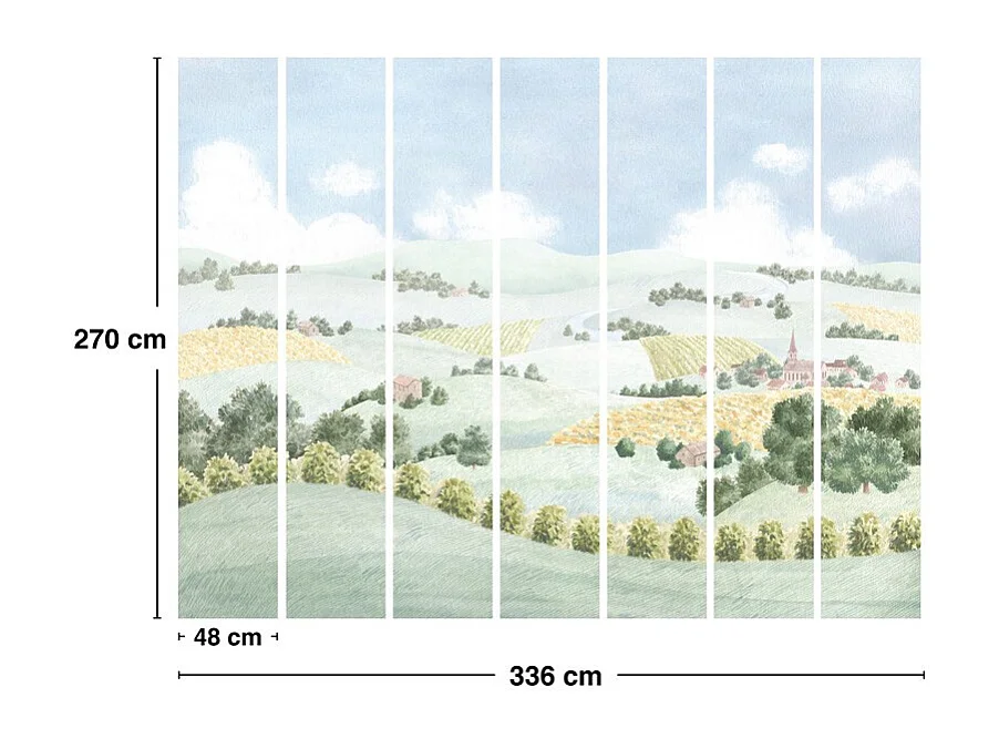Papier peint panoramique - Campagne - Multicolore - intissé : 150g/m² - 7 lés : 336x270cm